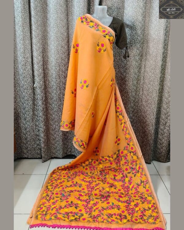 Traditional Phulkari Cotton Silk Saree